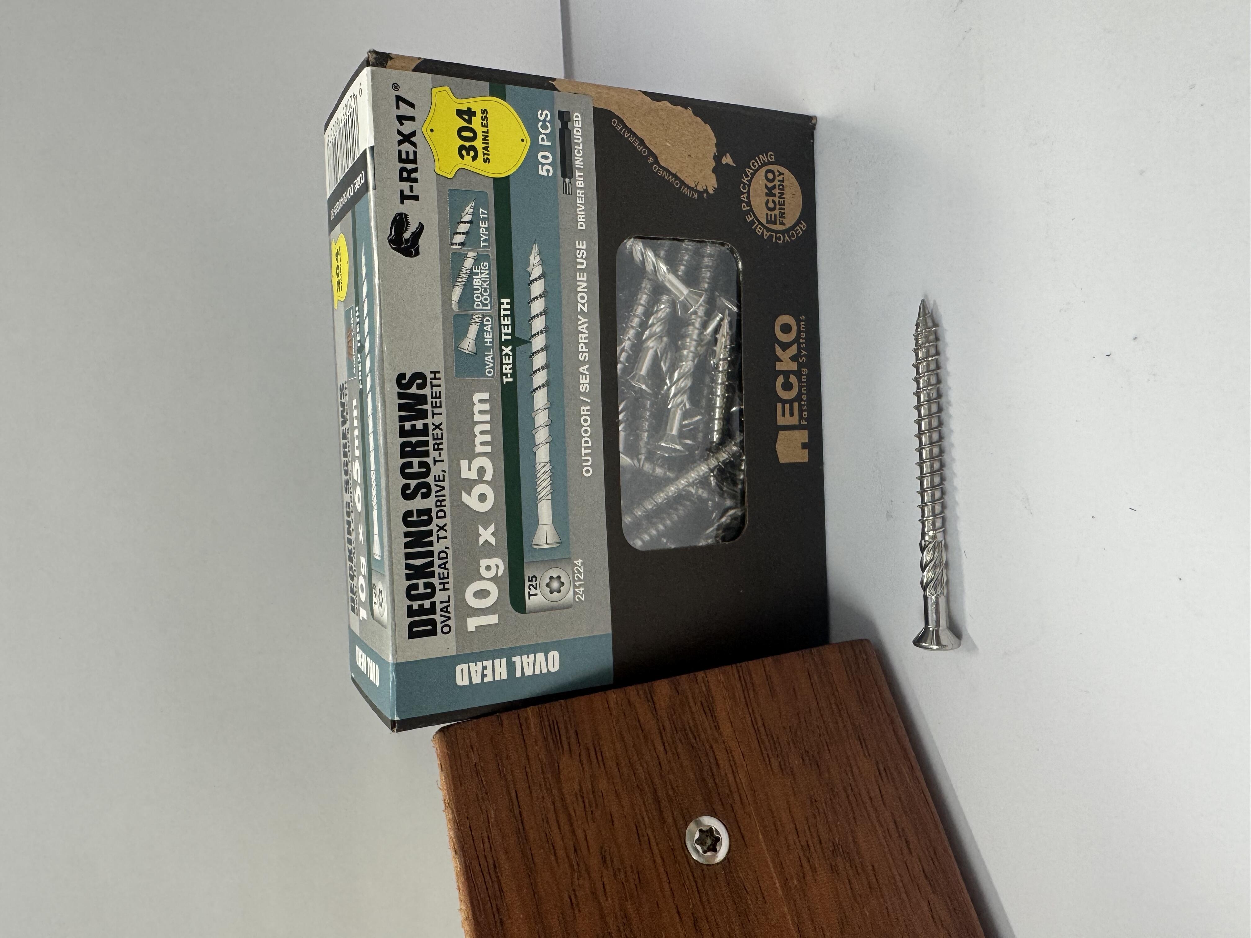 Ecko Oval Head Torx Decking Screw 10gx65mm + 304 S/S Bit - Image 2