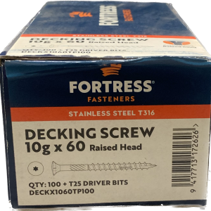 Fortress Raised 316 Stainless Steel Decking Screw 10gx60mm