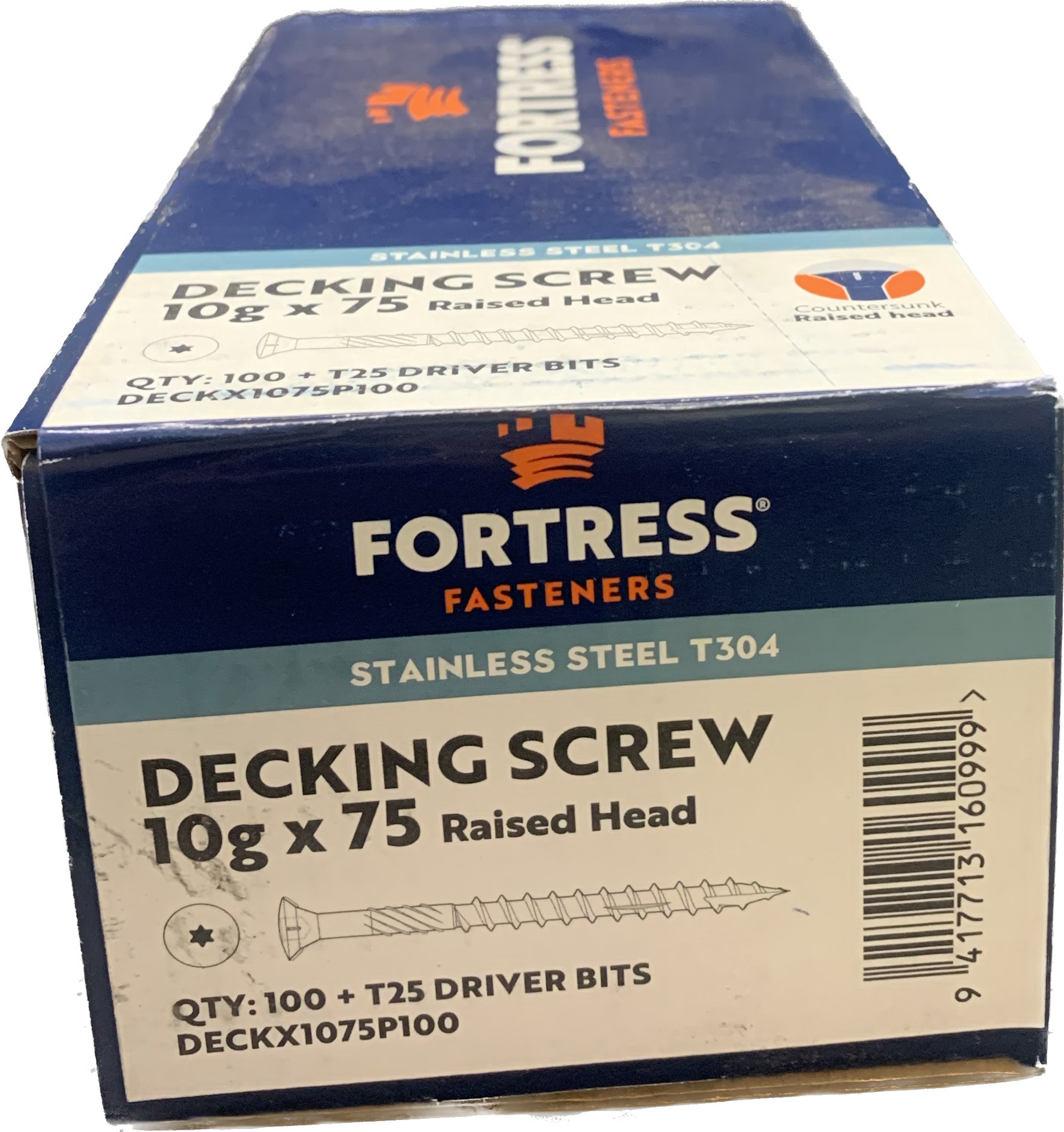 Fortress 304 S/S Raised Torx Deck Screw 10gx75mm + Bit