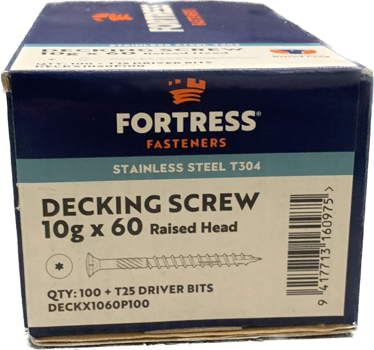 Fortress RSD Torx Deck Screw 10gx60mm + 304 S/S Bit
